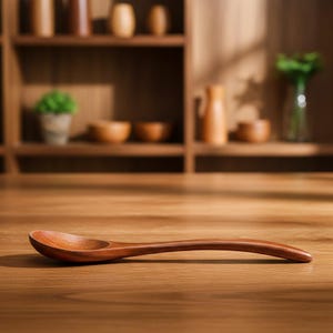 Handgefertigter japanischer Holzlöffel - Umweltfreundliches Utensil mit langem Griff