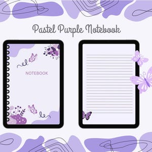 Purple butterfly notebook printable and Downloadable Digital PDF, Reusable and Perfect for Students,Etsy Digital Download for Goodnotes