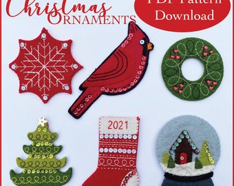 PDF Pattern Download für 6 Filz Ornamente