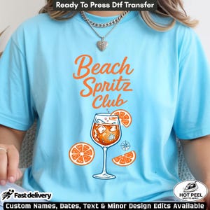 Beach Spritz Club DTF Transfer,  Orange Cocktail Summer Vacation Ready To Press