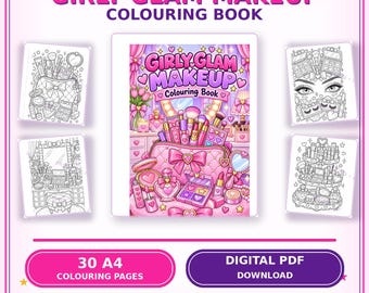 Girly Glam Makeup Colouring Book | 30 Printable A4 Pages