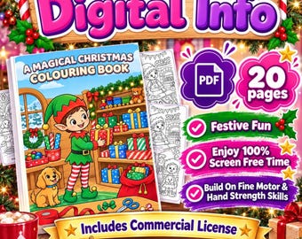 A Magical Christmas Colouring Book | 20 Printable A4 Pages | Festive Elf Workshop | Digital PDF