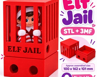 Elf Jail STL 3MF File | Christmas Elf Prop | 3D Print Digital Download | Naughty Elf Jail