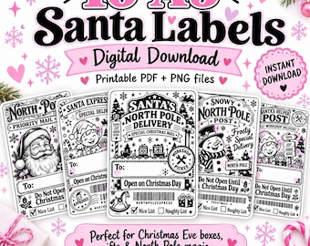 10 Printable A5 Santa Labels | North Pole Christmas Gift Labels