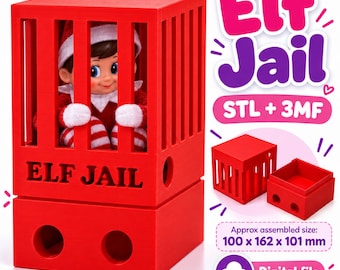 Archivo STL 3MF de la cárcel de elfos / Accesorio de elfo navideño / Descarga digital para impresión 3D / Cárcel de elfos traviesos