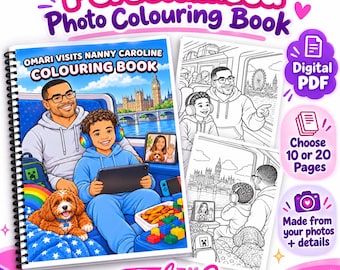 Libro para colorear con fotos personalizado / PDF digital personalizado de 20 páginas / Creado a partir de tus fotos