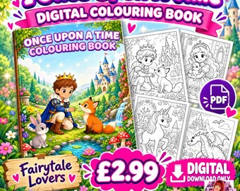 Once Upon A Time Colouring Book | 20 Printable A4 Pages | Fairy-Tale Adventure | Digital PDF