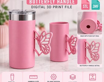 Funda para vaso de 20 oz con asa de mariposa (archivos STL y 3MF para impresión 3D)
