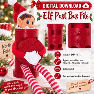Elf Noordpool brievenbus STL & 3MF Kerst 3D-printbestand