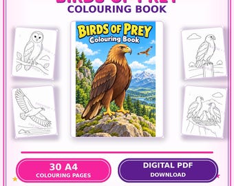 Birds of Prey Colouring Book | 30 Printable A4 Pages