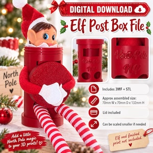 Elf North Pole Post Box STL & 3MF Christmas 3D Print File