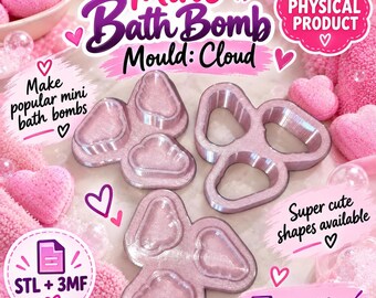 Cloud Bath Bomb Mould STL + 3MF | 3-Cavity Mini Bath Bomb Press | 3D Printer File | Commercial Use