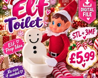 Elf Toilet STL 3MF File | Christmas Elf Prop | 3D Print Digital Download