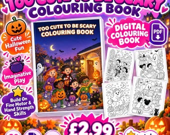 Libro para colorear de Halloween con diseños adorables / 20 páginas tamaño A4 (PDF digital)