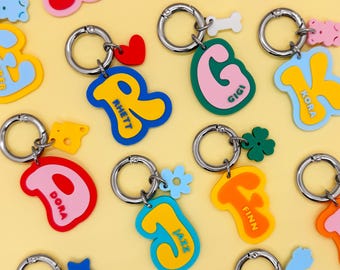 Personalized Initial Pet Name Tag - Custom Alphabet Pet ID Tag, Letter Name Tag for Dog & Cat, Cute Mini Charm, AlphaPet