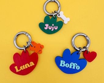 Custom Tabi Pet ID Tag, Personalized Dog Cat Name Tag Keychain, Mini Charm