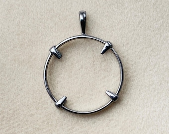 925 Sterling Silver Round Bezel Pendant Setting - Coin Connector