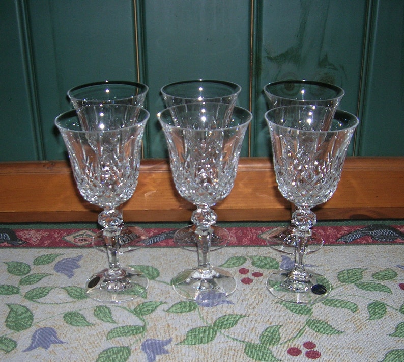 6 Vintage Bohemia Crystal Wine Glasses Marquis Pattern Circa Etsy