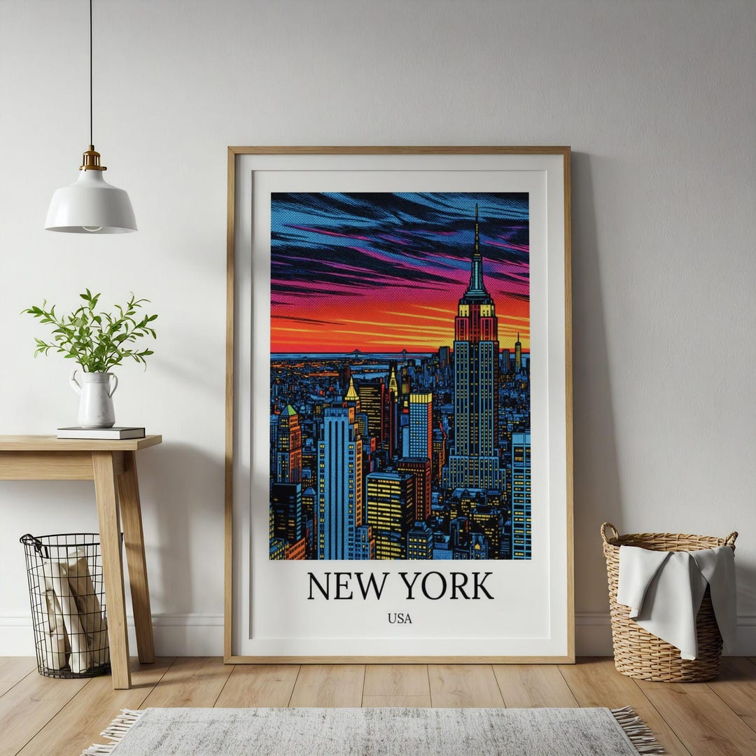 New York City Trendy Printable Poster Wall Decor, NYC Vintage Travel ...