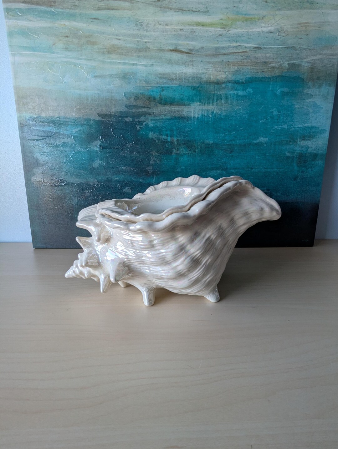 Vintage Ceramic Conch Shell Cachepot Planter. - Etsy