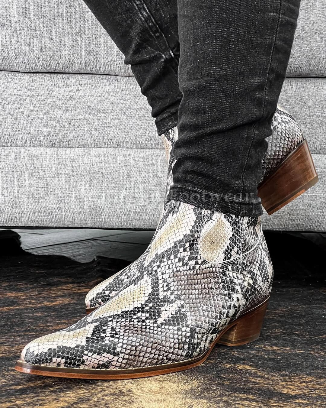 Python Boots Ankle Natural Genuine Python Leather Ankle Boots | Handmade Exotic Dress ...