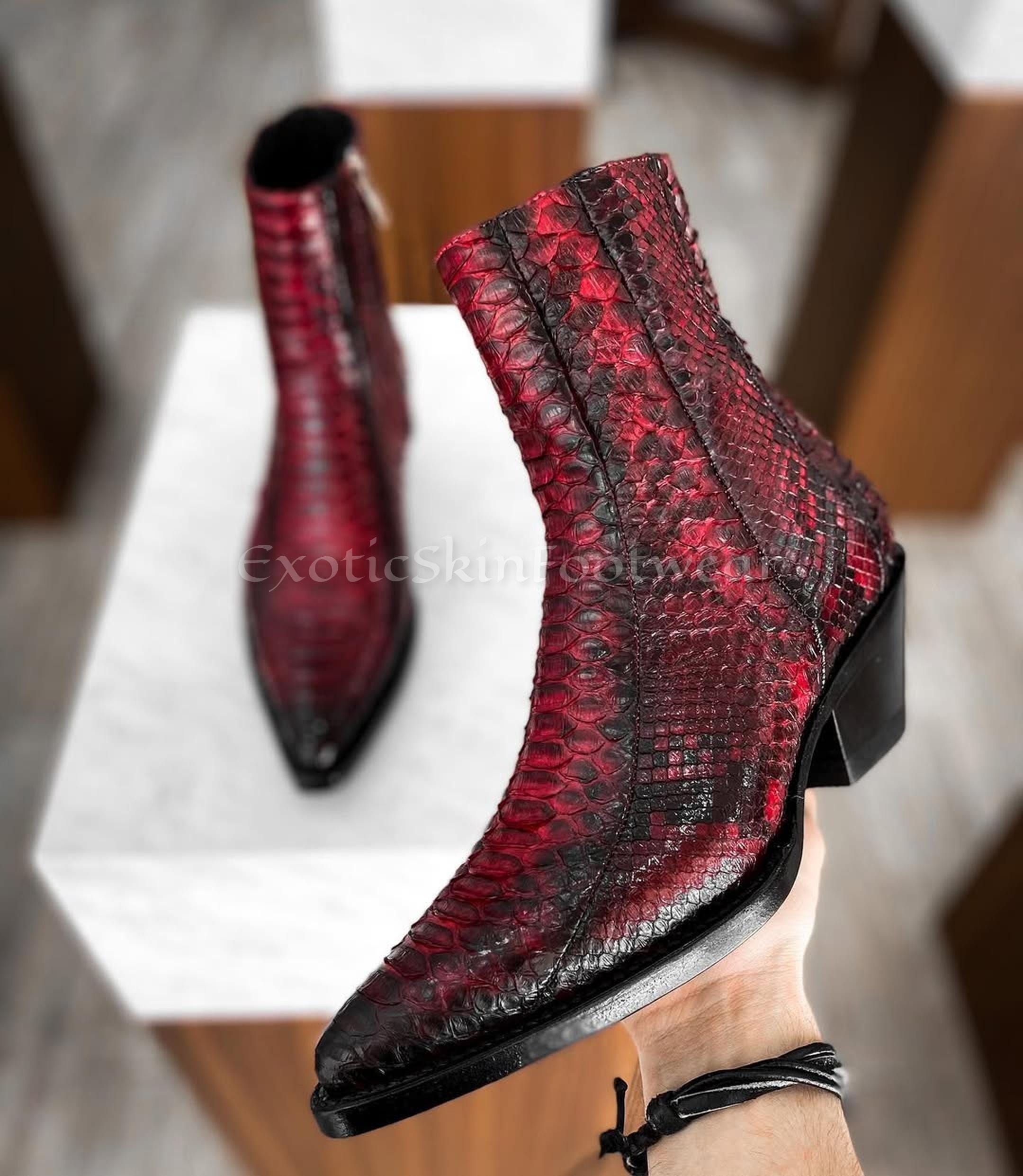 Red Snake Skin Boots - Etsy