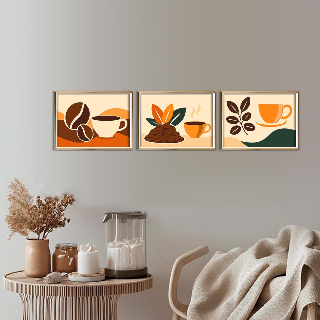 set of 6 kitchen prints coffee print set kitchen art... Minimalist Coffee Print Set: Kitchen Wall Art (digital Download) - Etsy