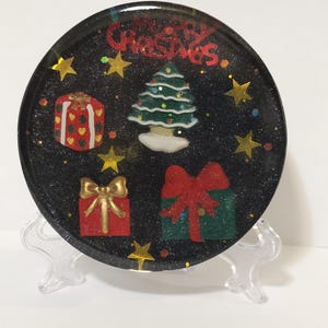 Presse-papiers de Noël fait main en résine, décor de bureau de scène de vacances (imparfait)