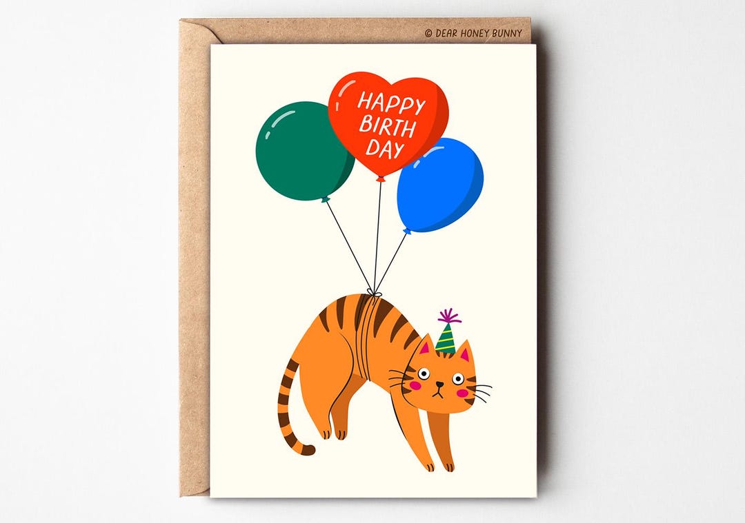 Funny Red Tabby Ginger Cat Birthday Card – for Cat Mums, Owners and ...
