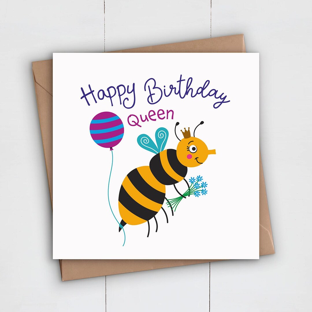 Queen Bee Birthday Card, Eco-friendly Recycled Card - Etsy