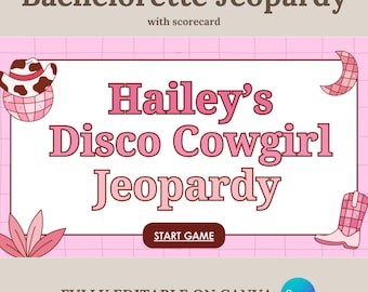 Disco Cowgirl Bachelorette Jeopardy Game: Editable Canva Template (Digital Download)