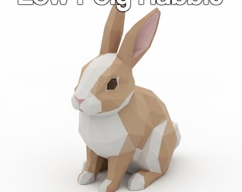 Low Poly Rabbit STL | 3D Print File | Geometric Bunny Model | Digital Download