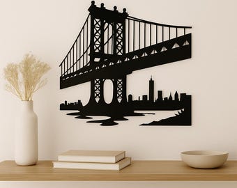 Manhattan Bridge view silhouette wall art | 3D Print files