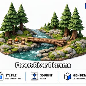 Modèle de terrain Forest River | Fichier d'impression 3D | Téléchargement numérique STL