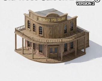 Old West Saloon Building Model | 3D Print File | Digital Download STL