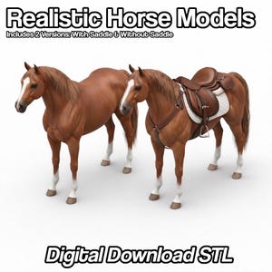 Realistic Horse Models includes 2 versions | 3D Print Files | Digital Download STL