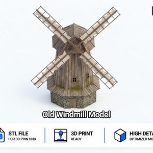 Old Windmill Model | 3D Print File | Digital Download STL