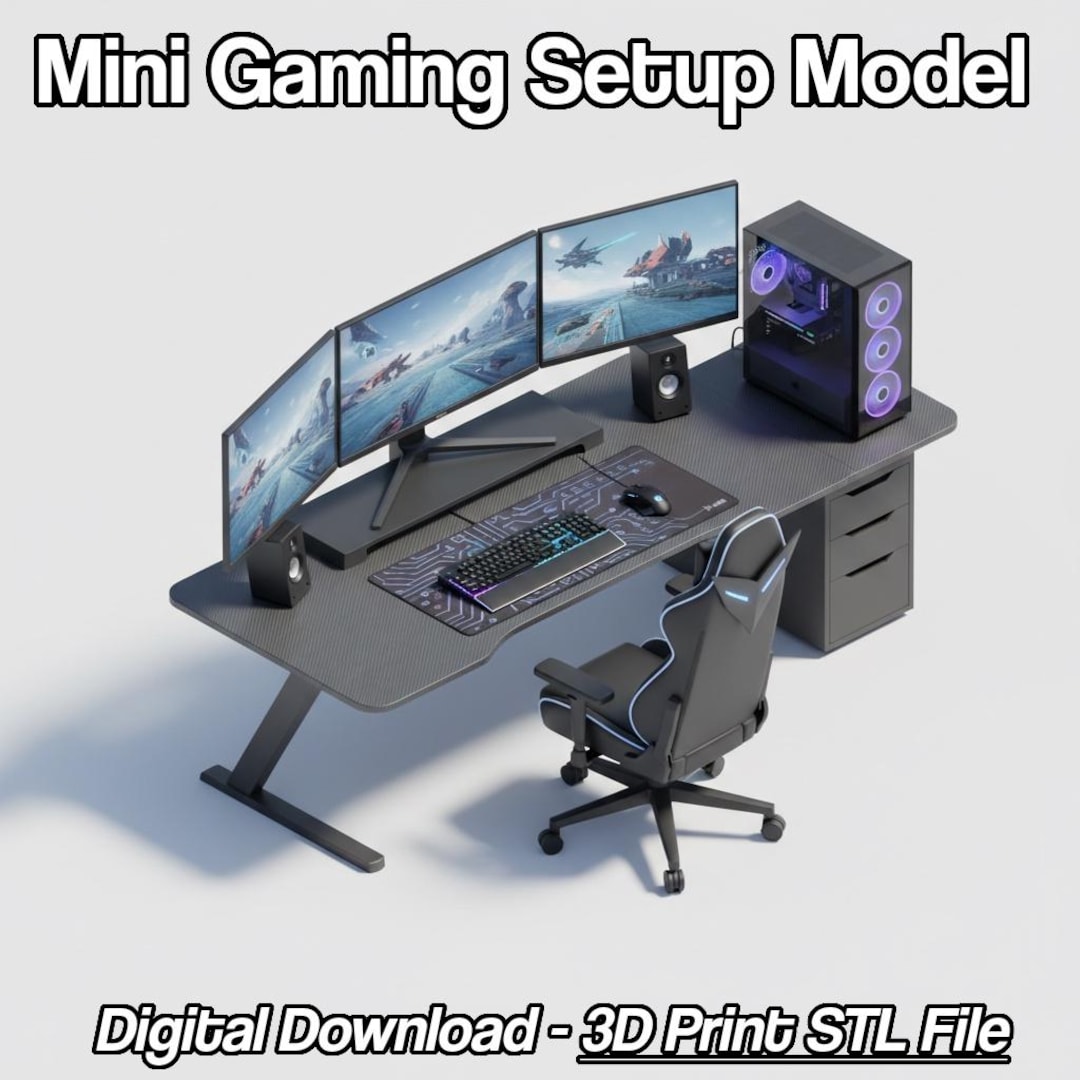 Computer Setup Model Mini Gaming Setup Model | 3D Print File | Digital Download STL - Etsy