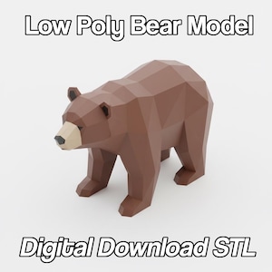 Low Poly Bear Model | 3D Print File | Digital Download