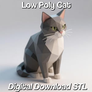 Modelo de gato de baja poligonización / Archivo de impresión 3D / Descarga digital