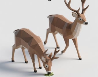 Two Low Poly Deer Models | 3D Print File | Digital Download