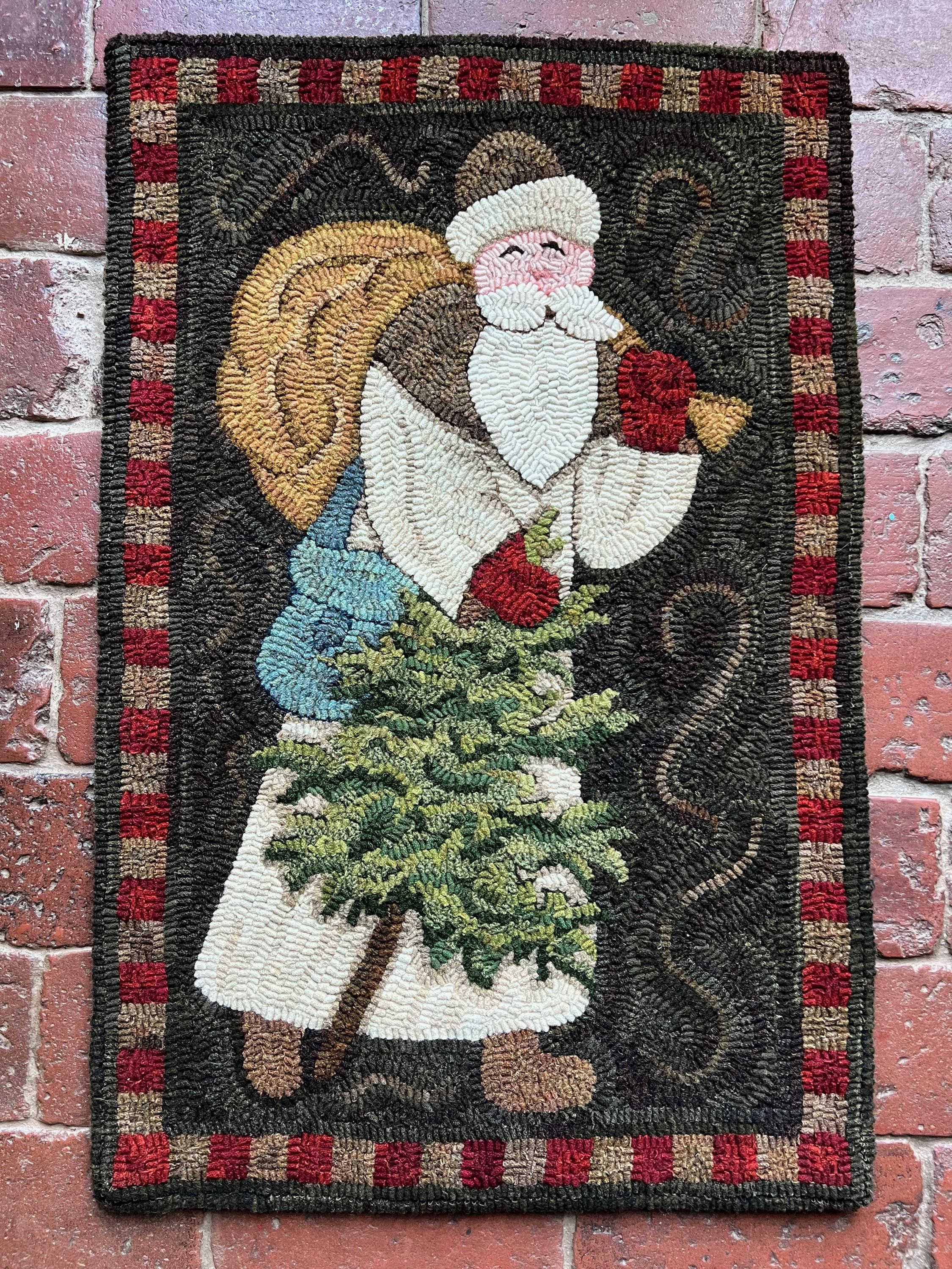 Hand-hooked Woodland Santa Rug - Etsy