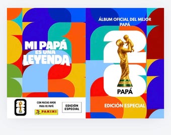 Stickeralbum en kaarten voor papa met WK-thema... Vaderdagalbum voor het WK 2026 / Sjabloon voor een stickeralbum met WK-thema 2026