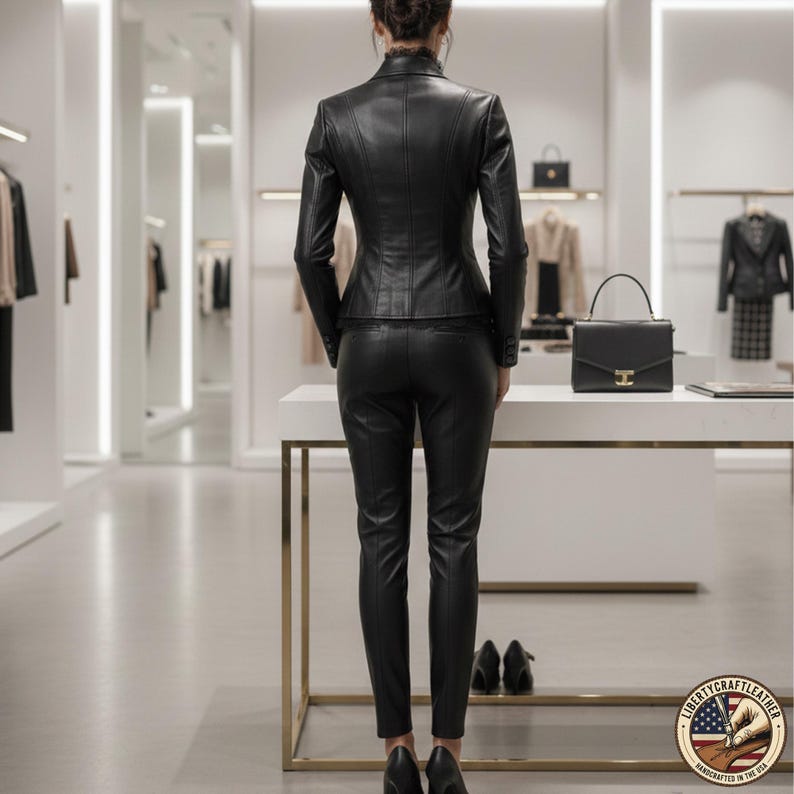 Back view of black blazer – classic office look