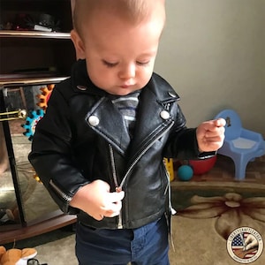Kids Jackets Genuine Leather – Soft Sheepskin Moto Coat for Boys & Girls, Toddler Baby Spring