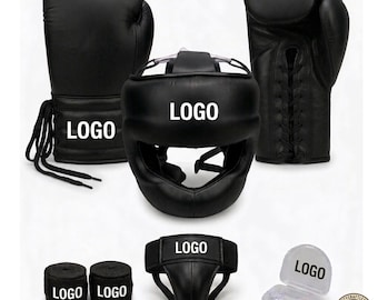 Conjunto de luvas de boxe e equipamentos de MMA personalizados – Kit de luta em couro bovino para atacado nos EUA
