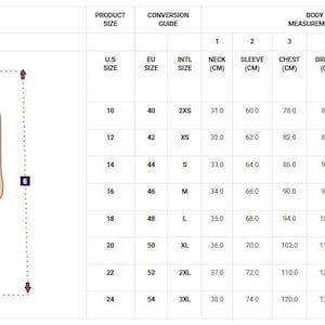 14. Size chart for black leather blazer and lambskin pants – office outfit measurements
