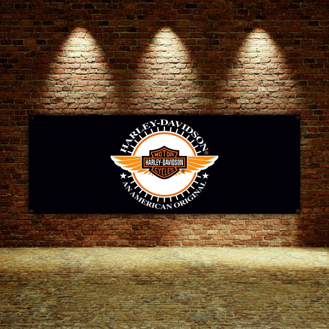 HARLEY DAVIDSON Logo Banner Vinyl, Garage Sign, Office or Showroom,flag ...