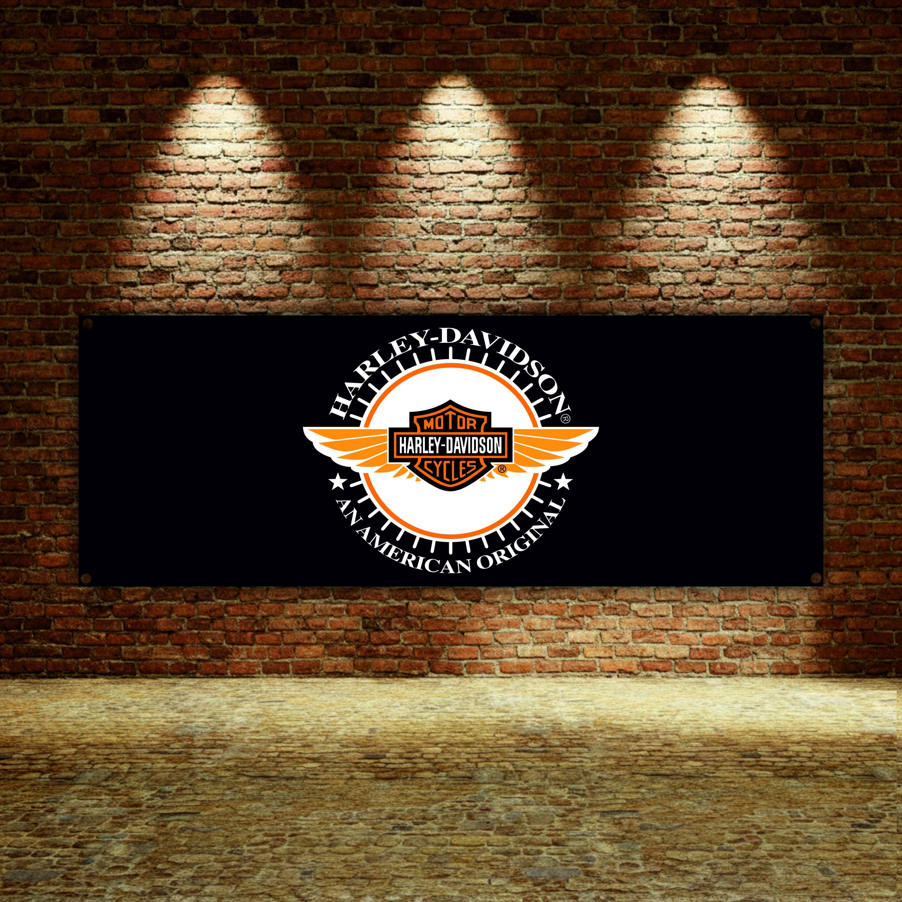 Panneau Lumineux Mural LED Logo Harley Davidson – Lumière Dimmable – Alimentation USB – Décor Garage Ou Salon