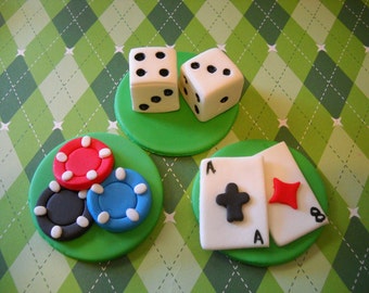 Fondant Edible Casino Cupcake Toppers - - Set of 12